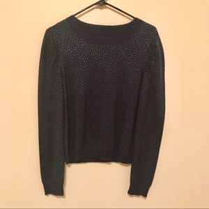 Alice + Olivia Rhinestone Navy Ruched Sweater